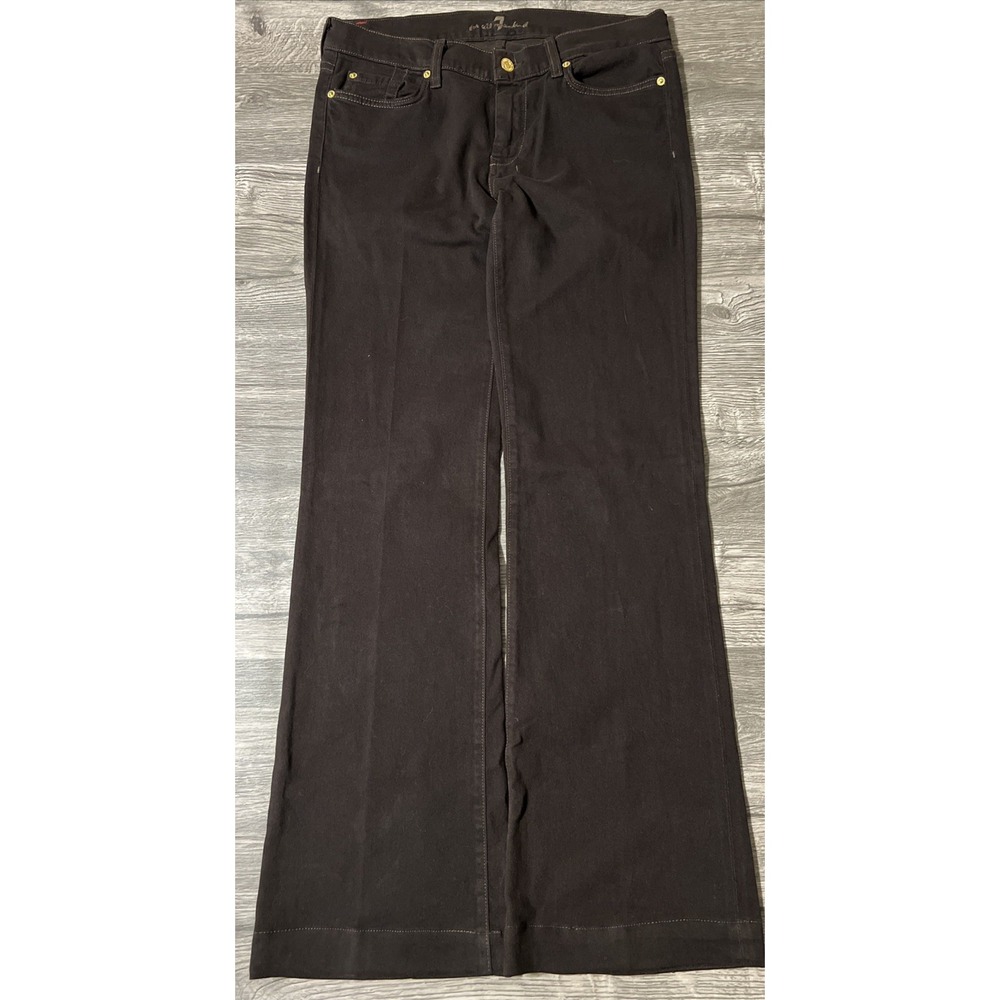 7 For All Mankind Dojo Flare Low Rise Brown Jeans USA Made Size 30 (32x33) - Picture 9 of 10